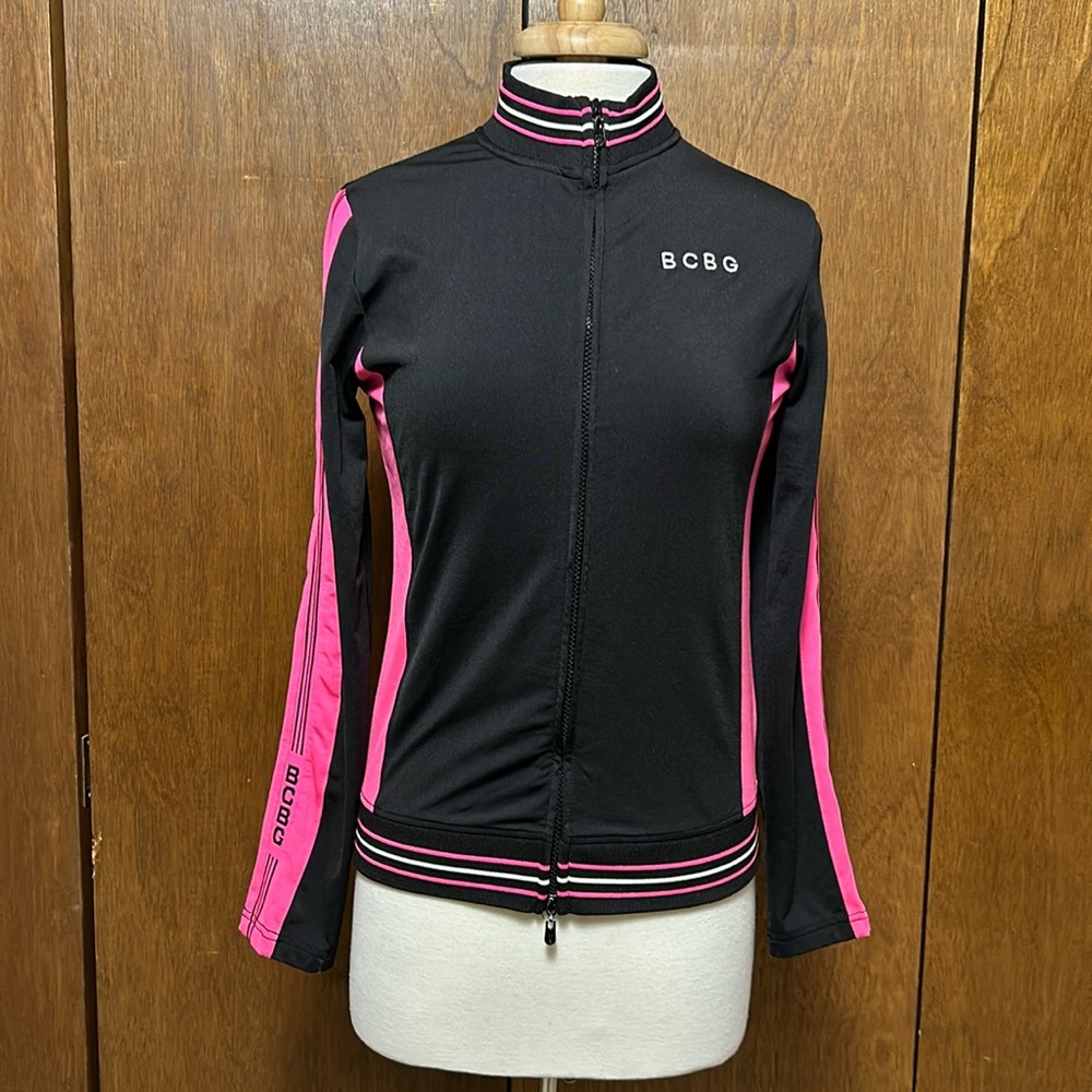 XS BCBG black and pink running jacket